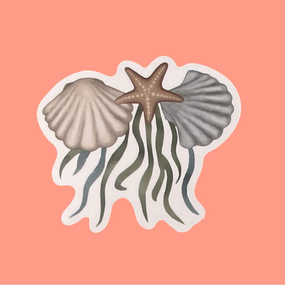 Seashell & Starfish Sticker Neutral Tones